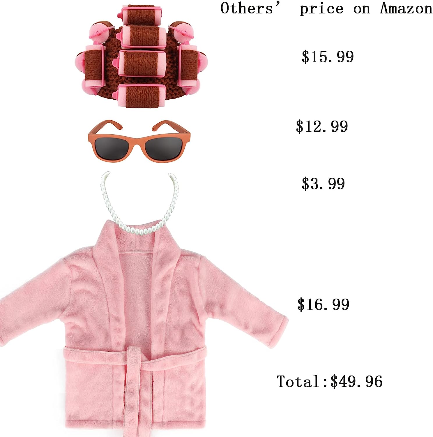 Adolala Newborn Photography Props 4 PCS Photoshoot Outfits Bathrobe Baby Curler Hat Bead Necklace Glasses Costume Sets - Image 6